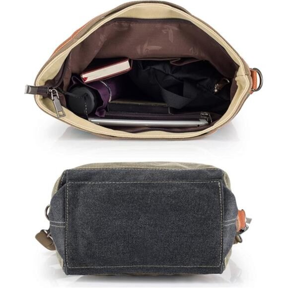 Canvas Handbag Multi-Color Striped Lattice Cross Body Shoulder Purse Bag Tote - Picture 3 of 8